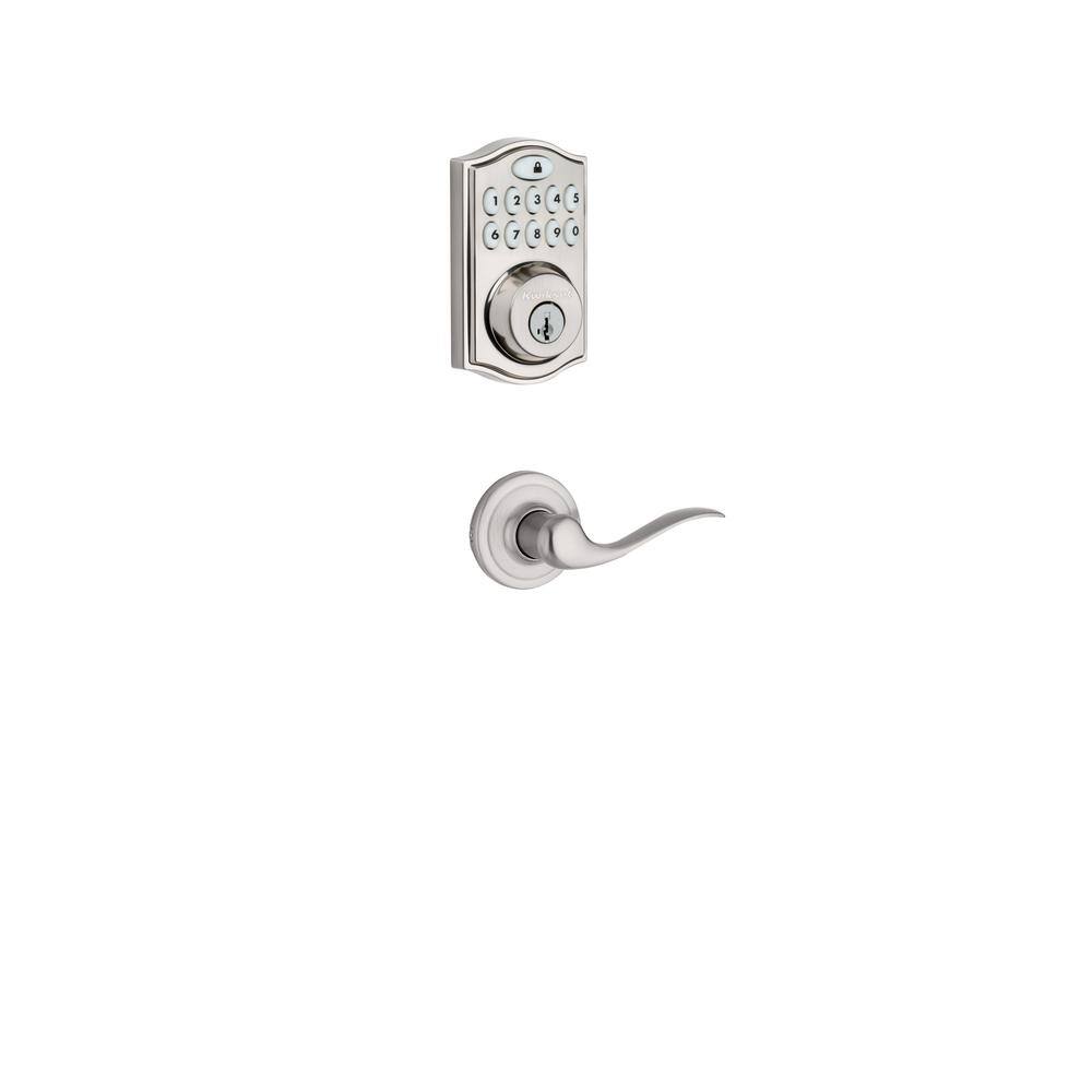 Kwikset Z-Wave SmartCode Satin Nickel Single Cylinder Keypad Electronic Deadbolt featuring Tustin HallCloset Lever 91415 TNL15