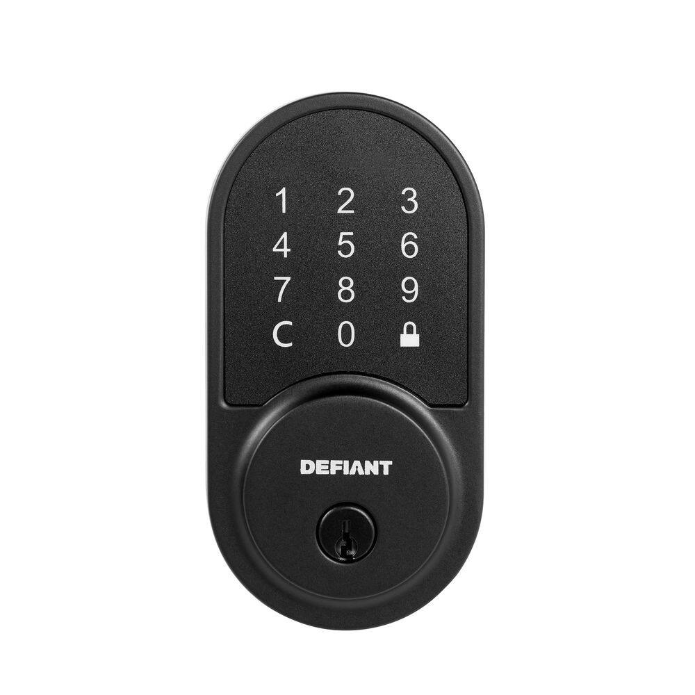 Defiant Round Matte Black Smart Wi-Fi Deadbolt Powered by Hubspace HSGC6X9D01AJ