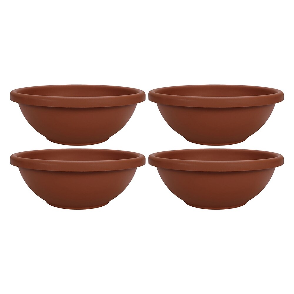 The HC Companies 18 Inch Resin Garden Bowl Planter Pot  Terra Cotta (4 Pack)   1.3