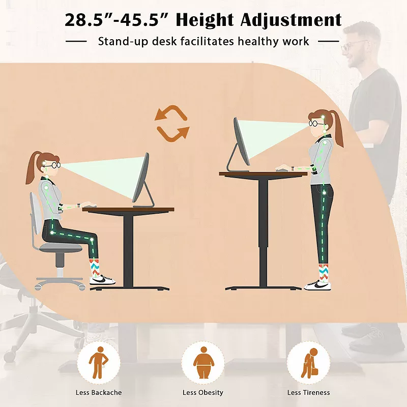 L-shaped Electric Standing Desk with 4 Memory Positions and LCD Display