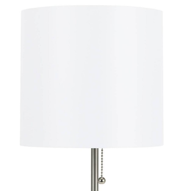 Metal Stick Table Lamp With Pull Chain Silver Cresswell Lighting