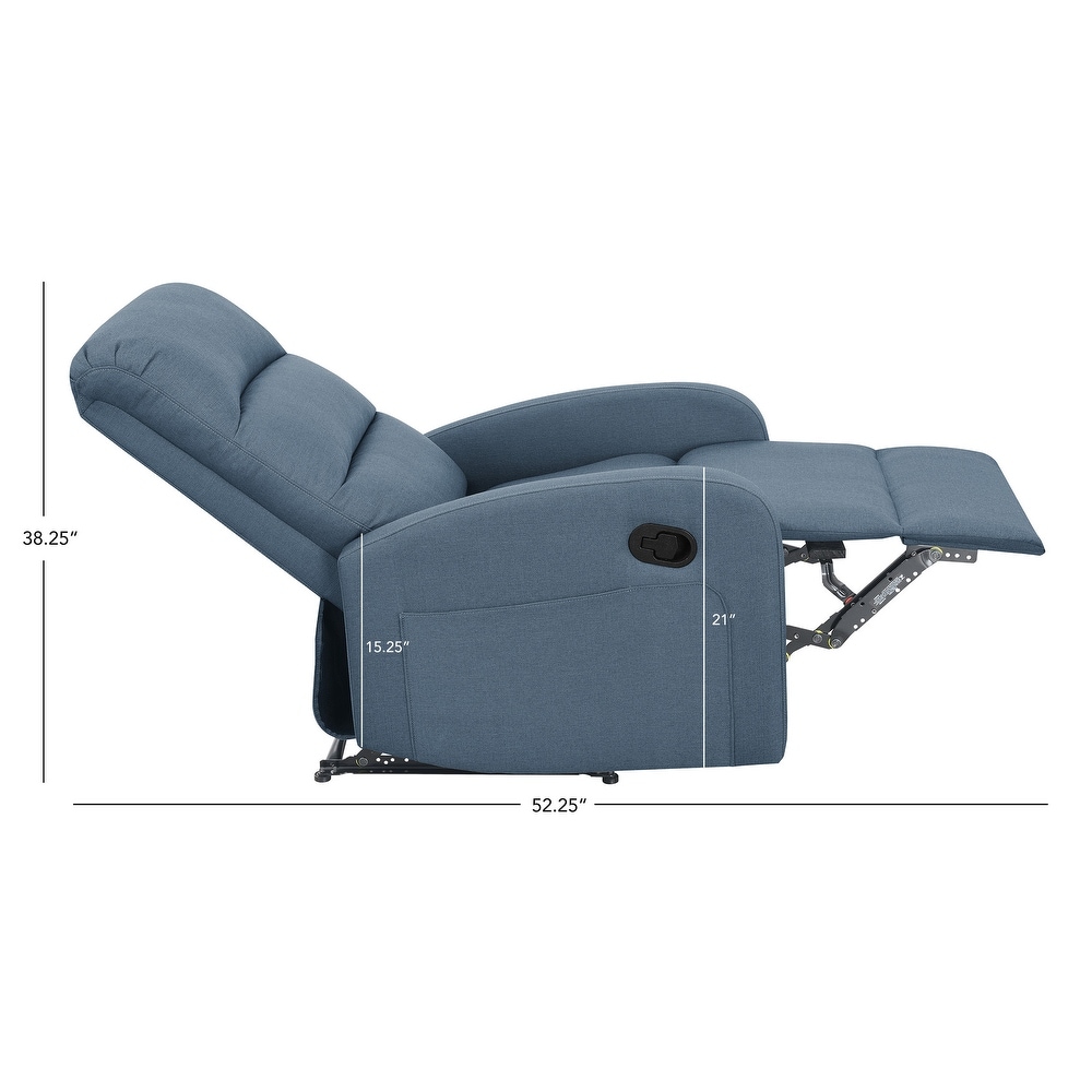 Charlotte Manual Upholstered Recliner  Denim Blue