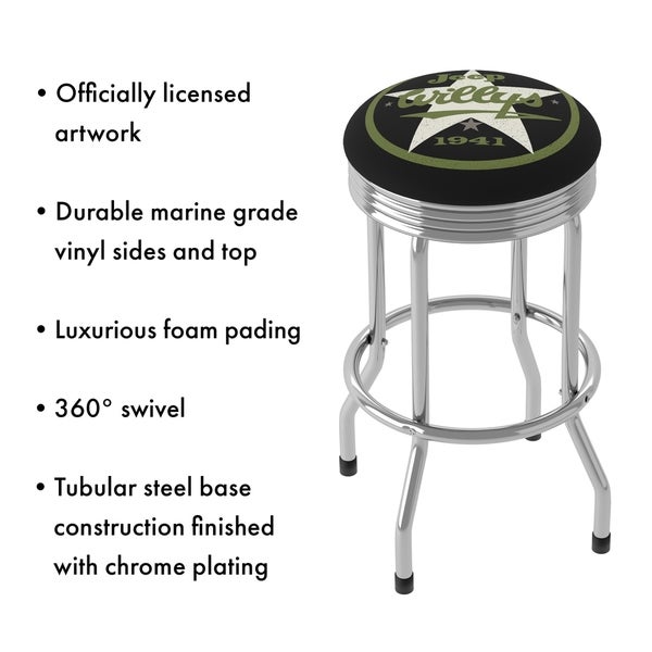 Jeep Willys 1941 360 Degree Swivel Barstool with Foam Padded Seat - 20.75 x 20.75 x 29