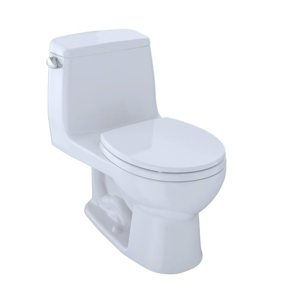 TOTO UltraMax 1-Piece 1.6 GPF Single Flush Round ADA Comfort Height Toilet in Cotton White SoftClose Seat Included ms853113s#01