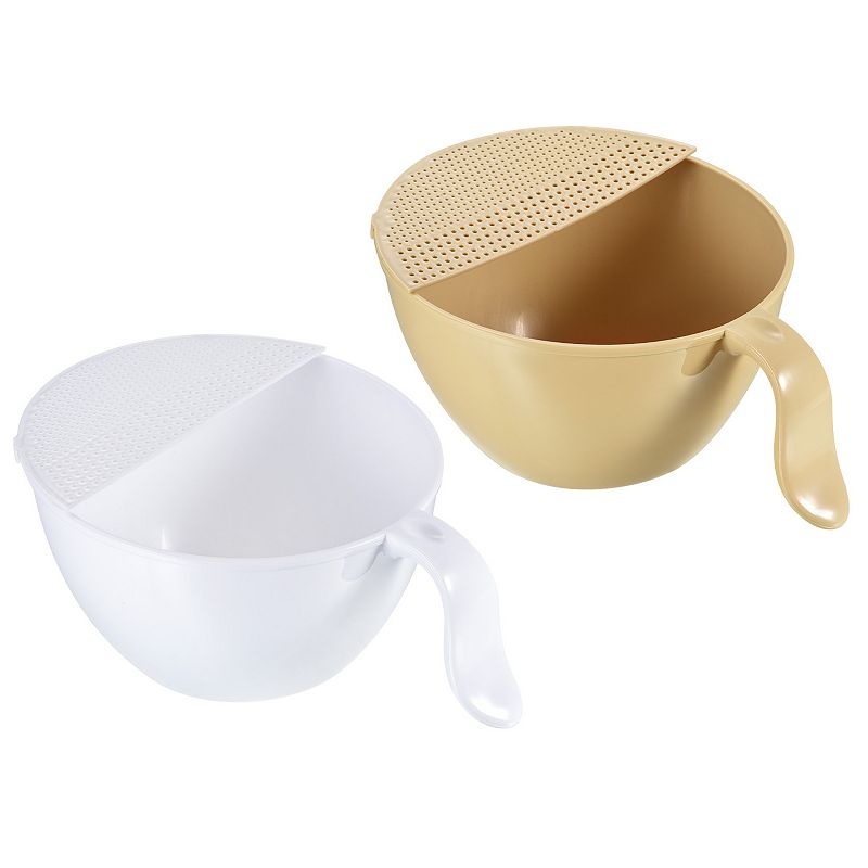 Rice Washing Bowl Fruit Vegetable Colander Drain Basket 2PCS