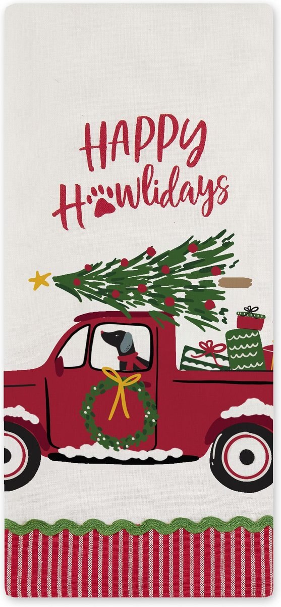 Design Imports Happy Howlidays Embellished Dish Towel