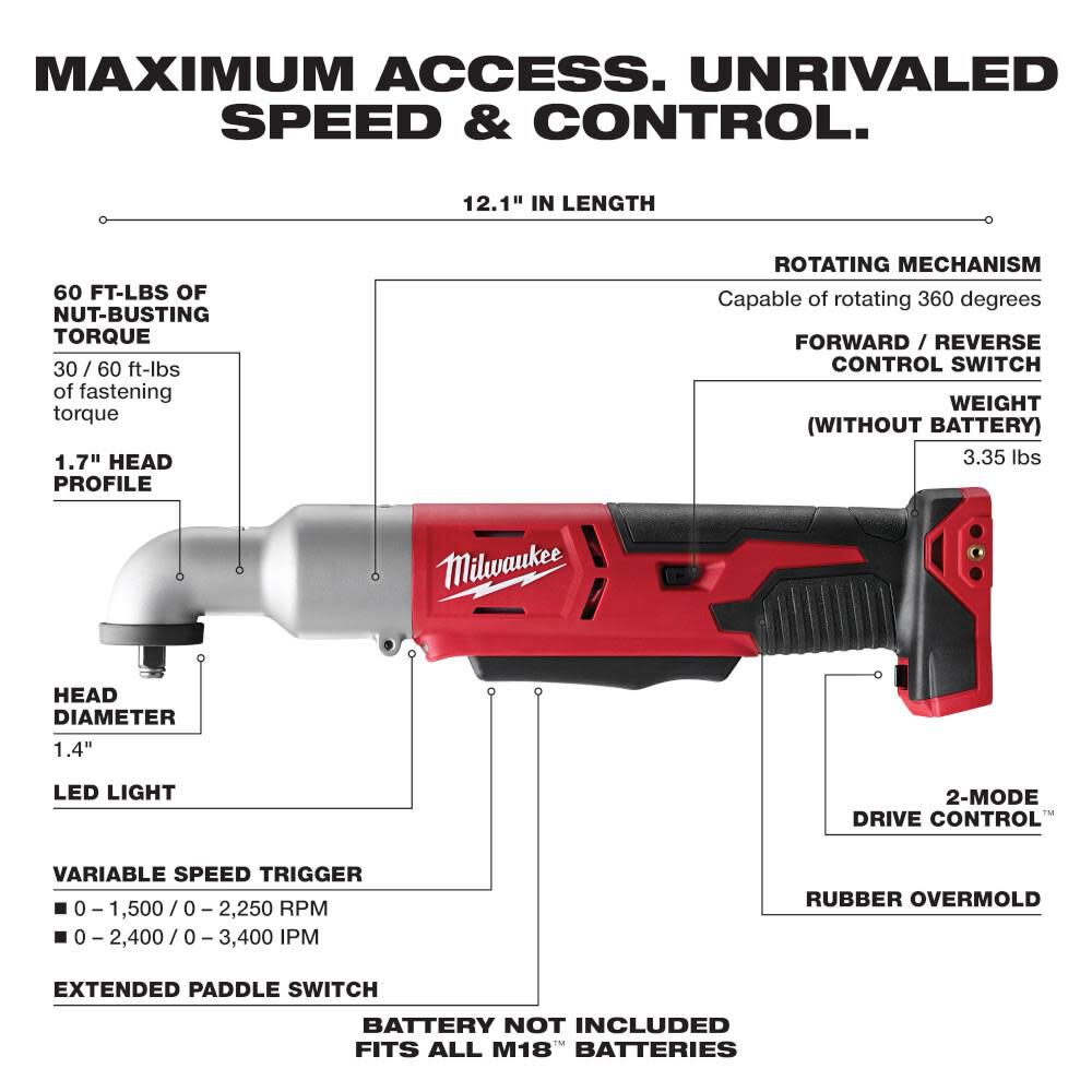 Milwaukee M18 2-Speed 3/8 in. Right Angle Impact Wrench 2668-20 from Milwaukee