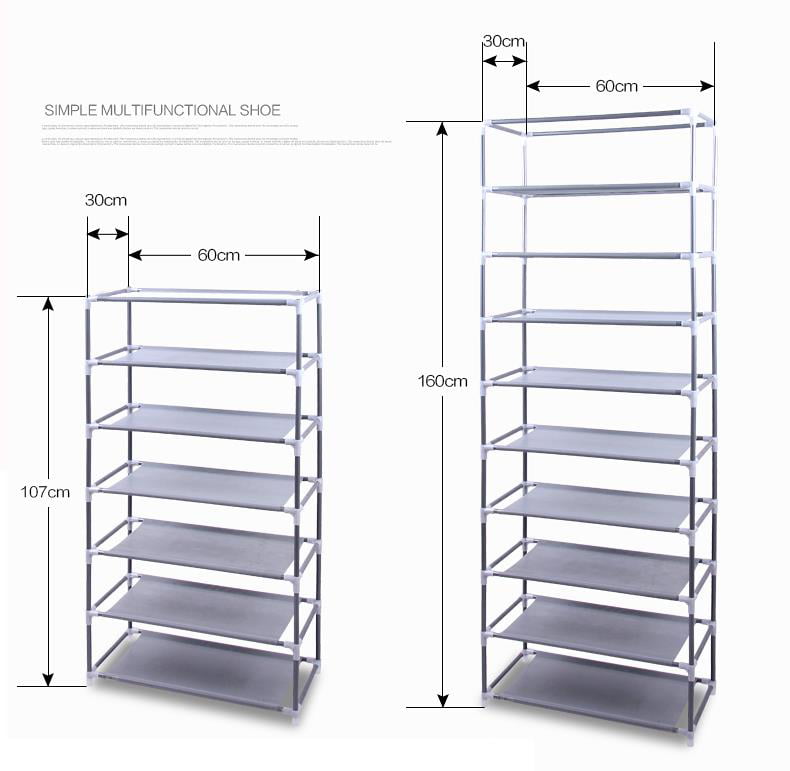 Zimtown 10 Tiers Closet Shoe Storage Cabinet Organizer with Cover Shoe Storage Rack Shelf Tower Stand Space Saving， Coffee