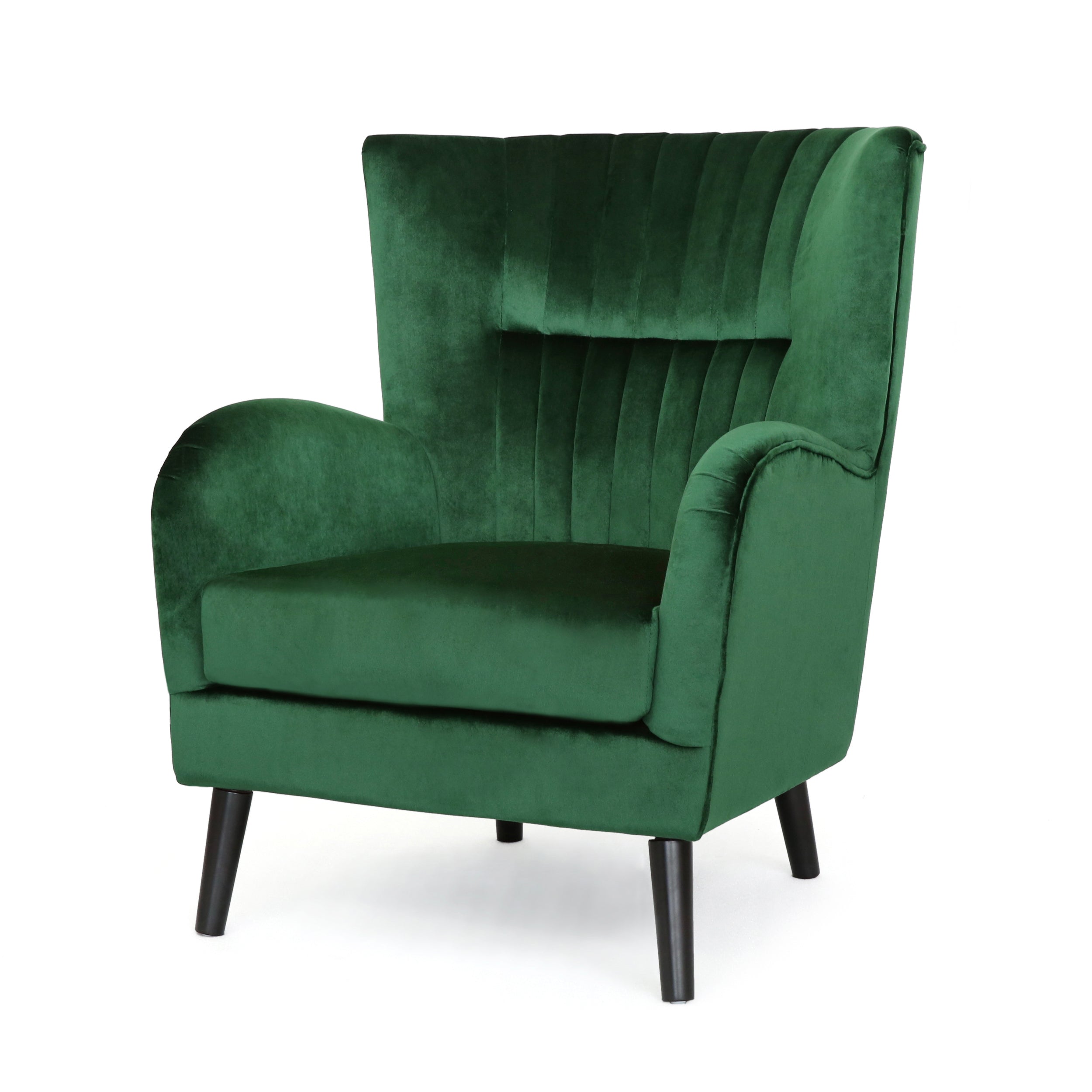 Marcia Modern Glam Channel Stitch Velvet Club Chair with Tapered Legs