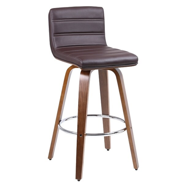 Swivel Bar Stools Wood PU Leather Upholstered Kitchen Barstool 26-inch - Set of 2