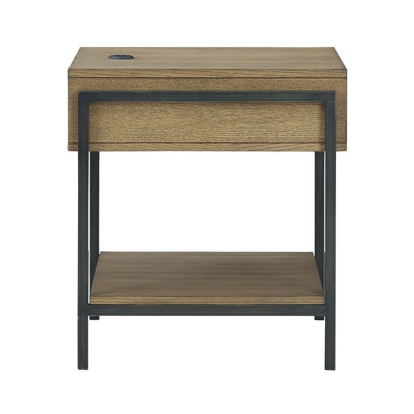 Signature Design by Ashley Fridley Brown/Black Square End Table with Dual USB Charging Port