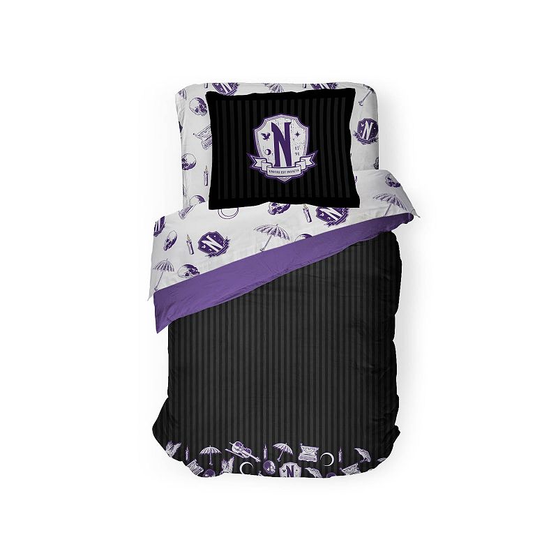 Wednesday Nevermore Patches Bedding Set