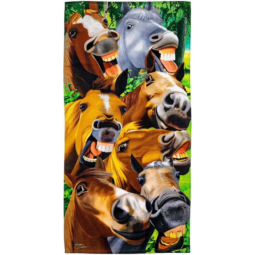 Horses Selfie Super Soft Plush Cotton Beach Bath Pool Towel