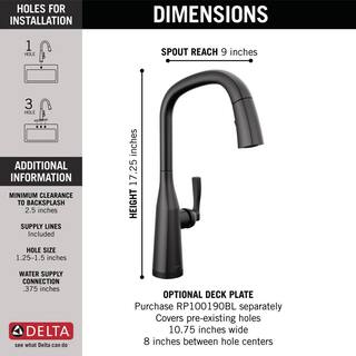 Delta Stryke Touch2O Single Handle Pull Down Sprayer Kitchen Faucet (Google Assistant Alexa Compatible) in Matte Black 9176TV-BL-DST