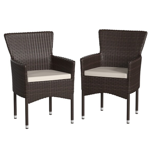 Indoor/Outdoor Wicker Wrapped Steel Frame Patio Chairs and Cushions