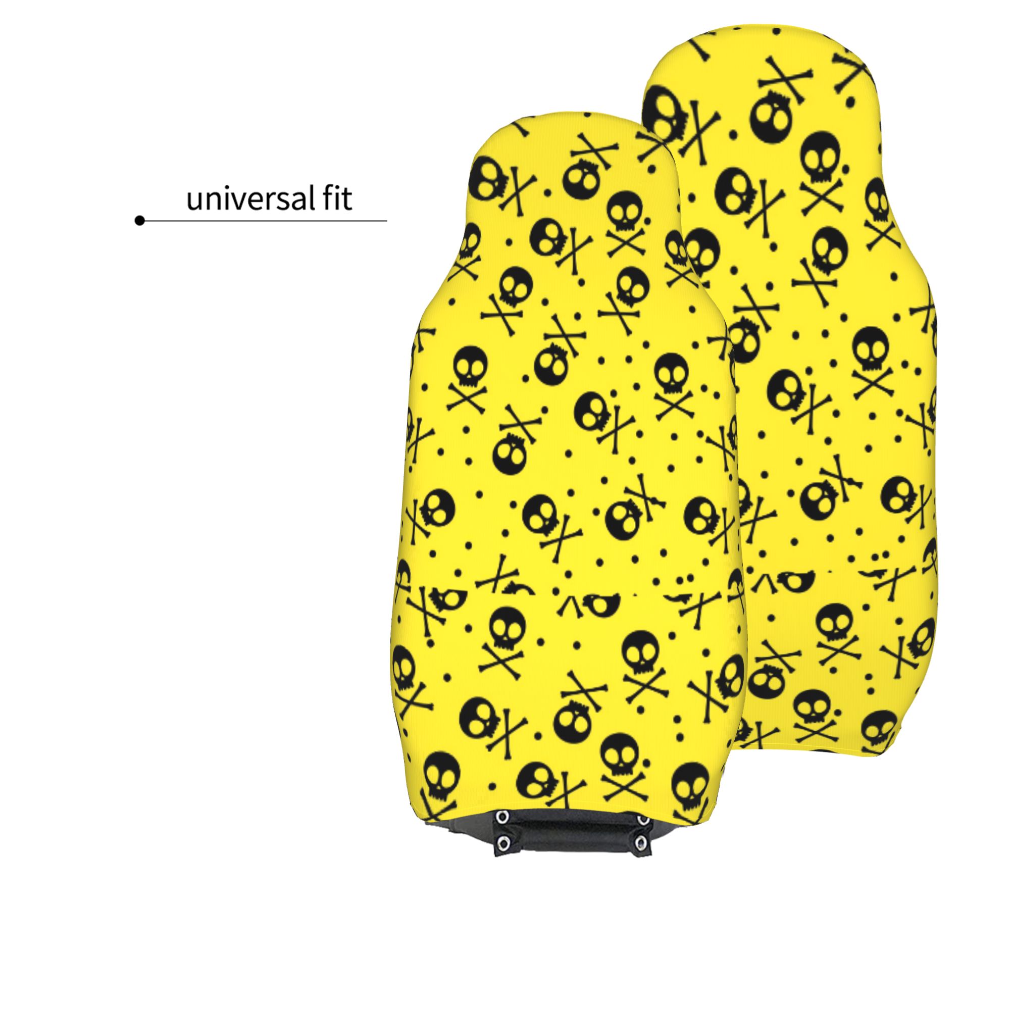 ZICANCN Car Seat Cover Skull Print Bones Yellow Car Front Seat Covers Protectors ， Automotive Seat Covers for Cars Trucks Suv