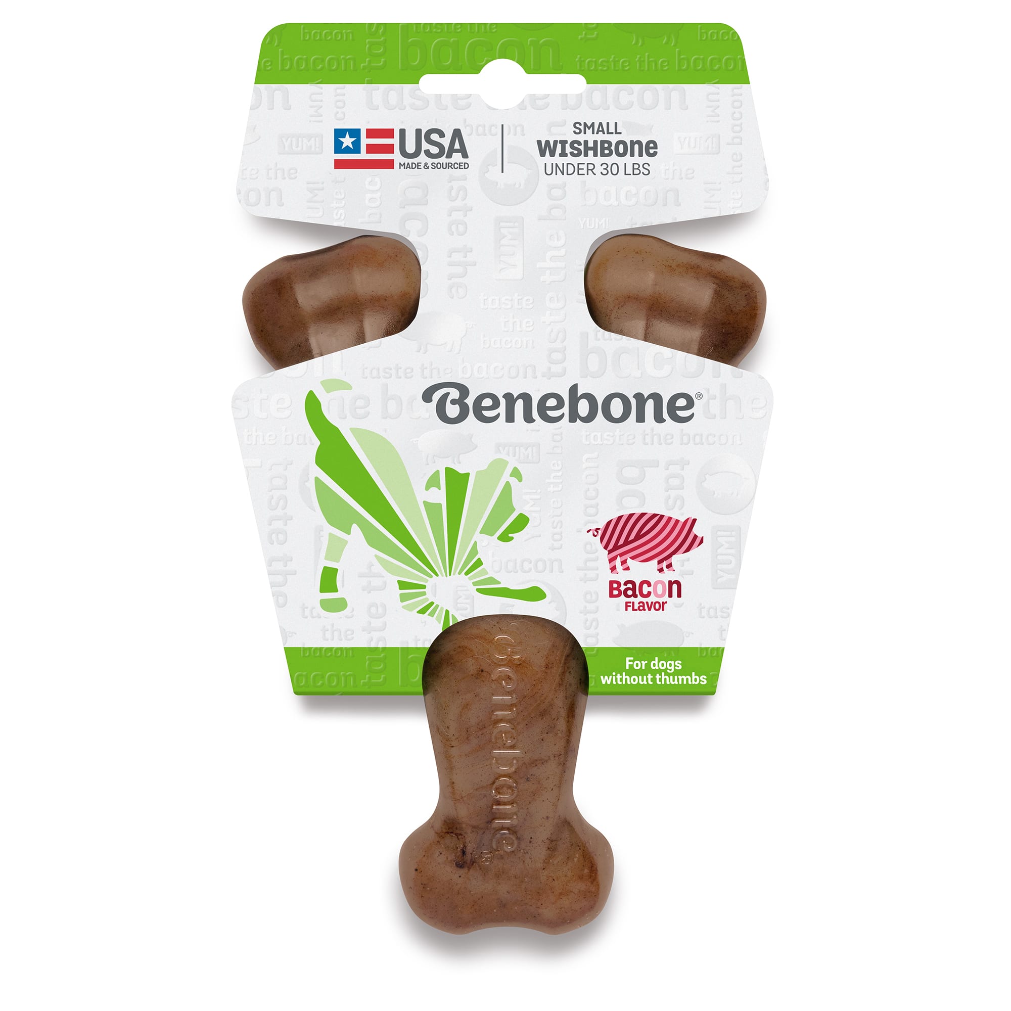 Benebone Bacon Flavored Wishbone Chew Toy， Small