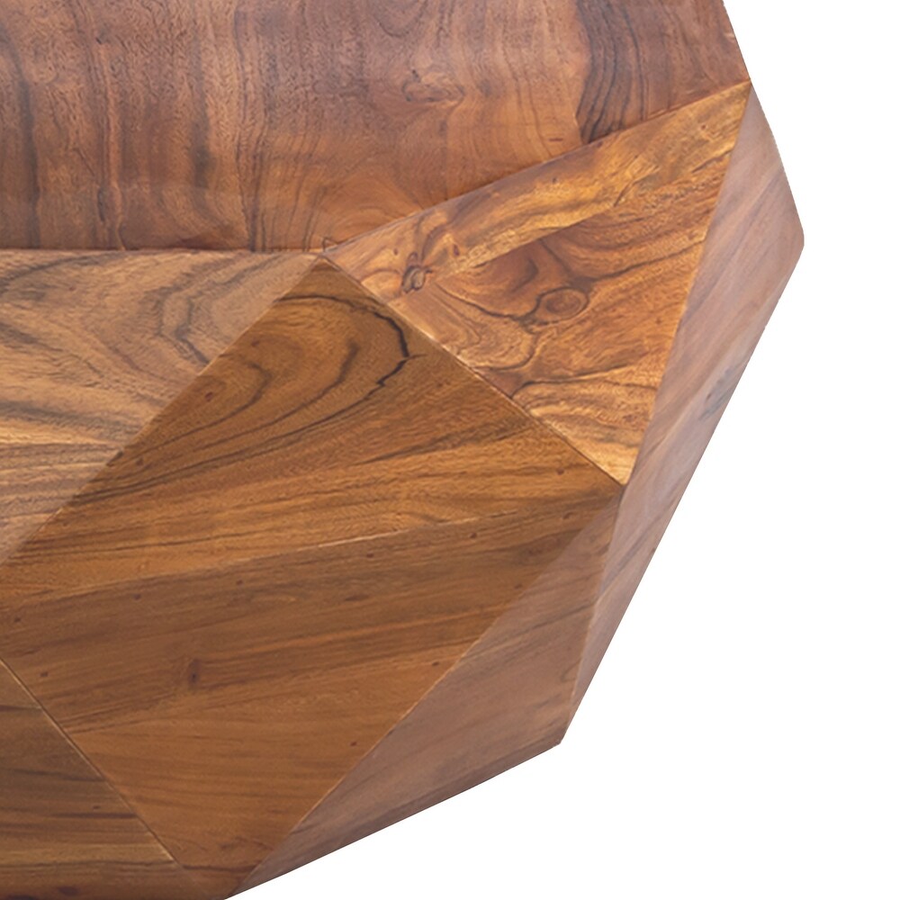 Diamond Shape Acacia Wood Coffee Table With Smooth Top  Dark Brown