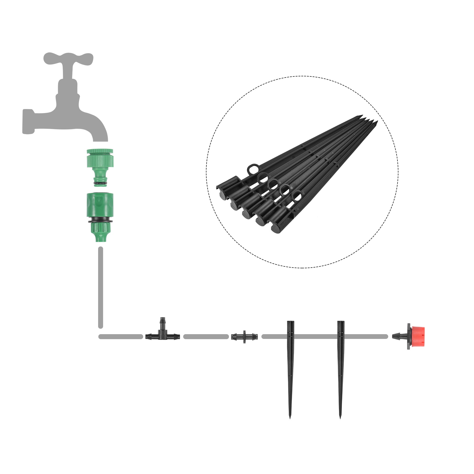 Uxcell PP Plastic 200mm Irrigation Drip Support Stakes Black for 1/4