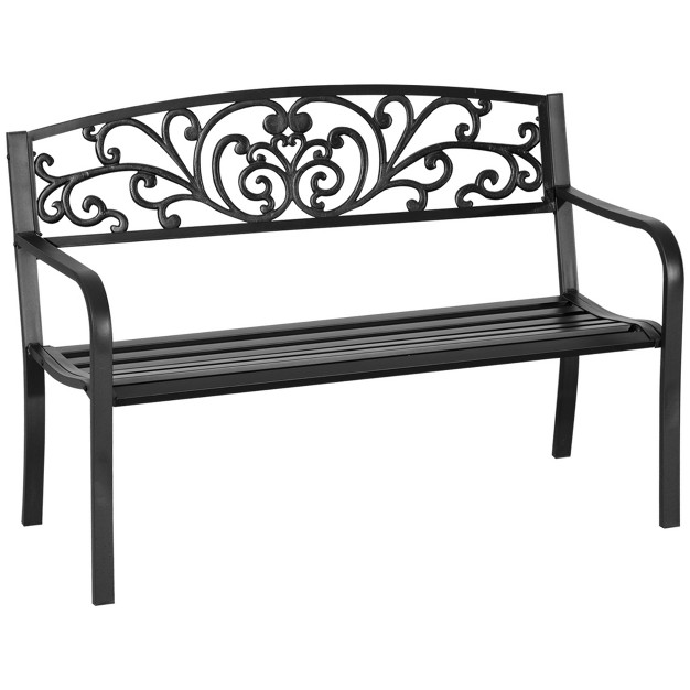 Blossoming Pattern Garden Decorative Patio Park Bench With Beautiful Floral Design amp Relaxing Comfortable Build