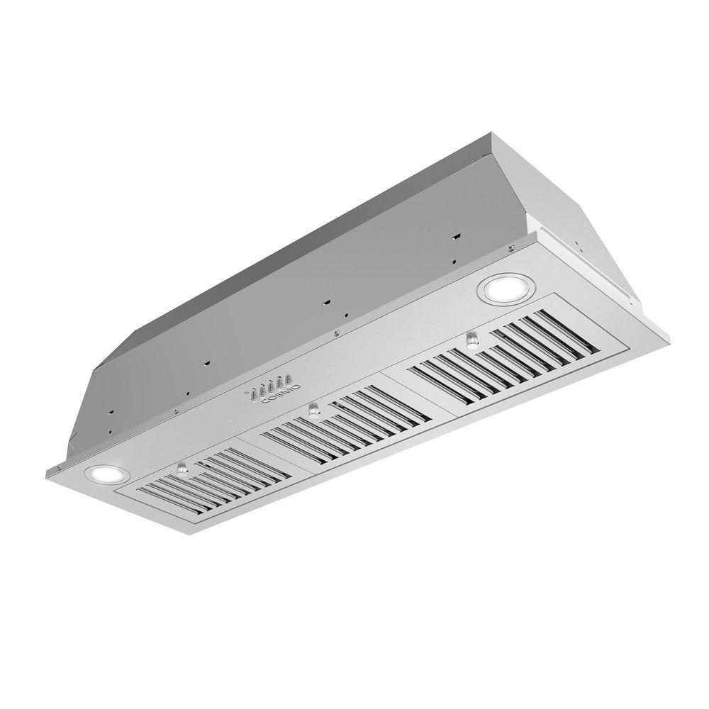 Cosmo 36 in 380 CFM Ducted Insert Range Hood in Stainless Steel with Push Button Controls LED Lights and Permanent Filters