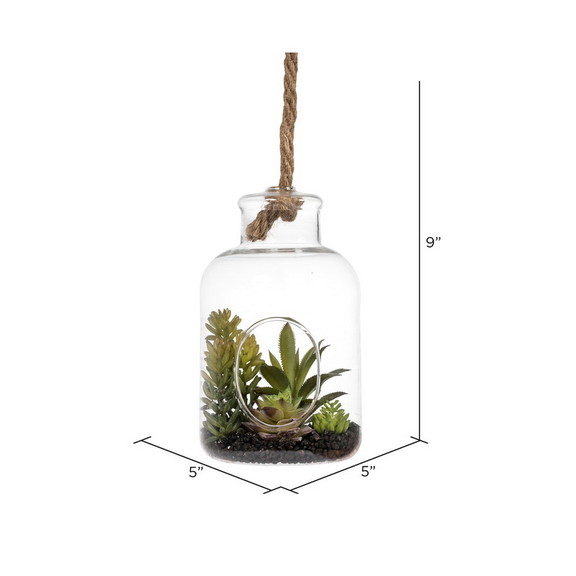 Vickerman FH182601 9 Green Asst Succulents in Gla...