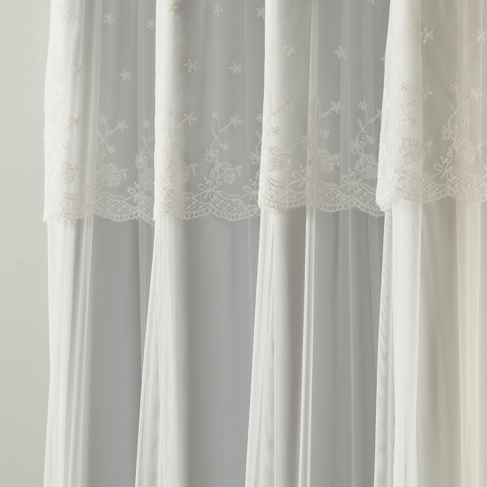 Aurora Home Tulle Sheer with Attached Valance   Blackout Mix   Match