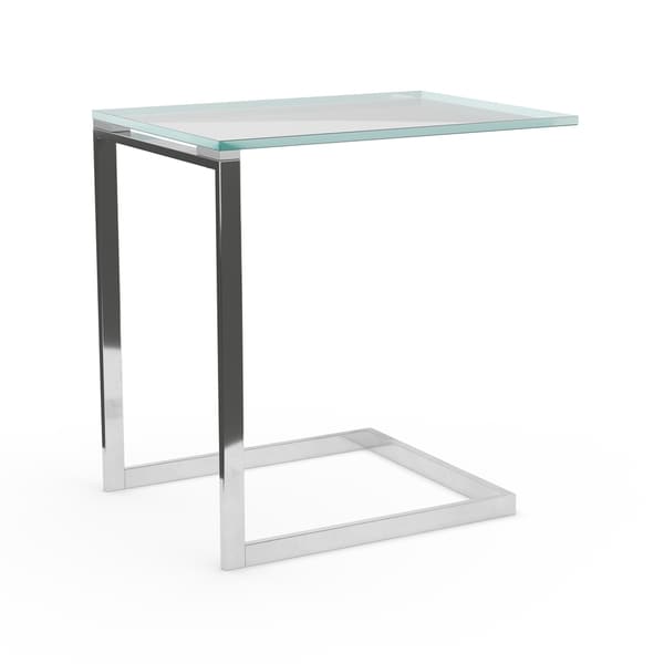 Porch and Den Birchshire Stainless Steel/ Glass End Table