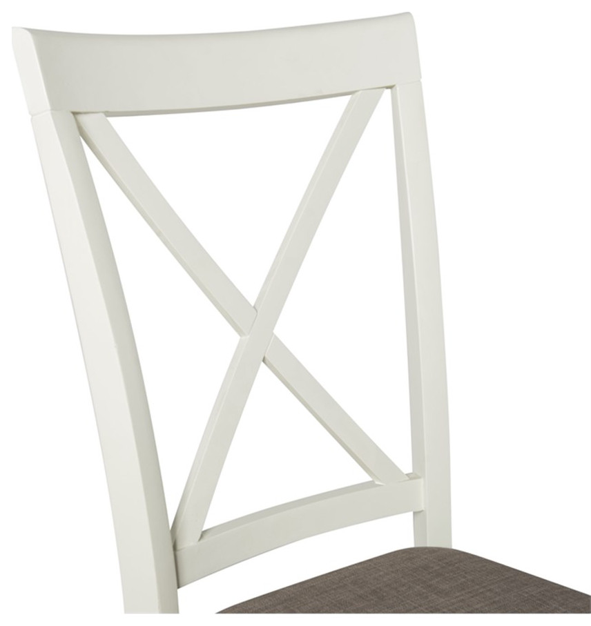 Bowery Hill Wood Set of Two Dining Side Chairs in Vanilla White   Farmhouse   Dining Chairs   by Homesquare  Houzz