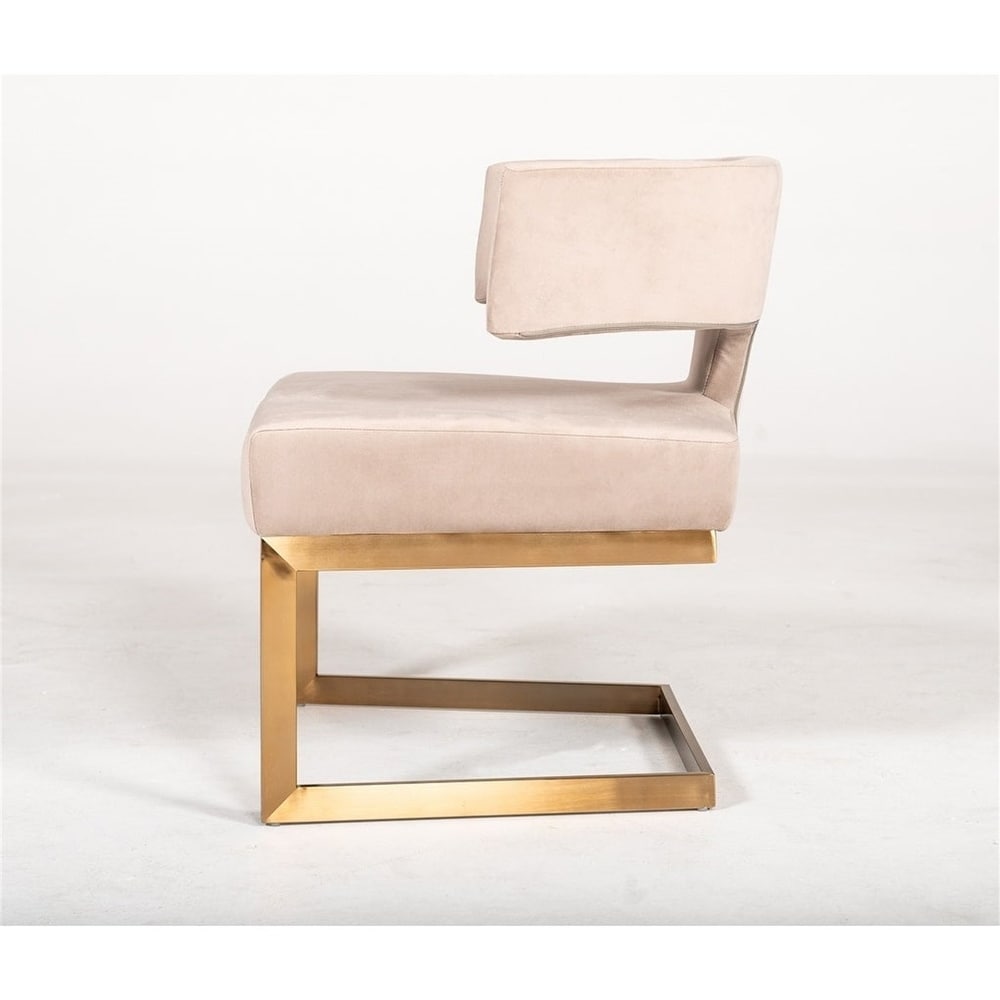 Modern Off White Velvet   Brass Dining Chair