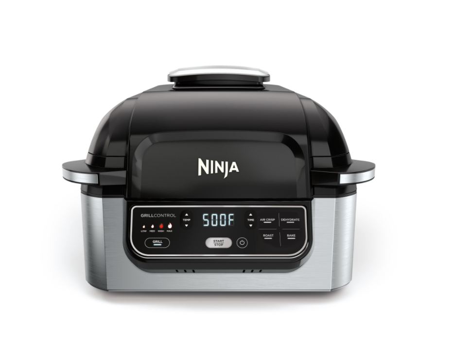 NINJA AG301 Foodi 5-in-1 Indoor Grill with 4 Qt. Air Fryer， Roast， Bake， Dehydrate and Cyclonic Grilling