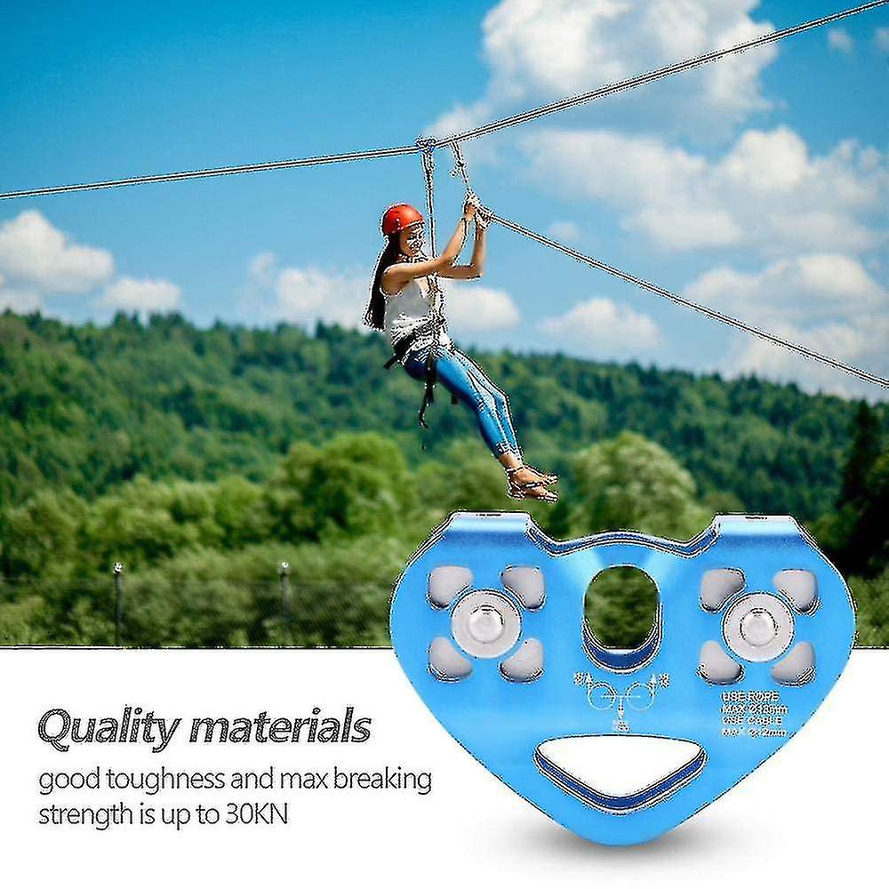 Pulley Tandem Speed Dual Trolley Rescue Climbing Dual Pulley，blue