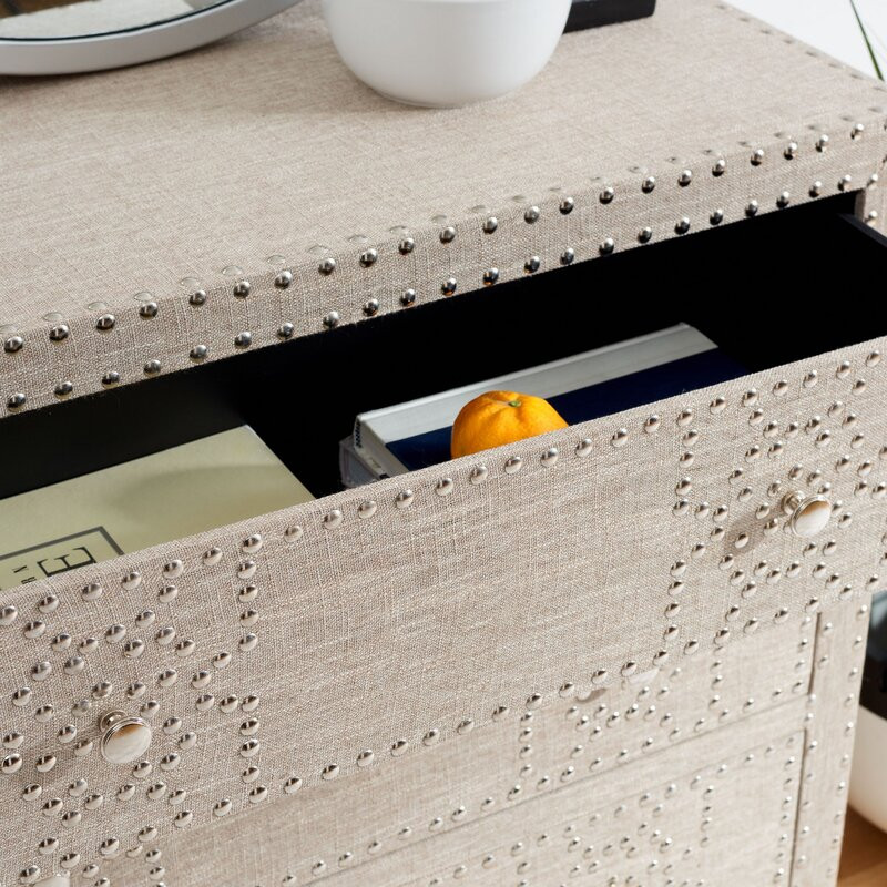Modern Cabinet Storage With 3 Drawers and Silver Nail Head   Transitional   Accent Chests And Cabinets   by Miron Demid LLC  Houzz