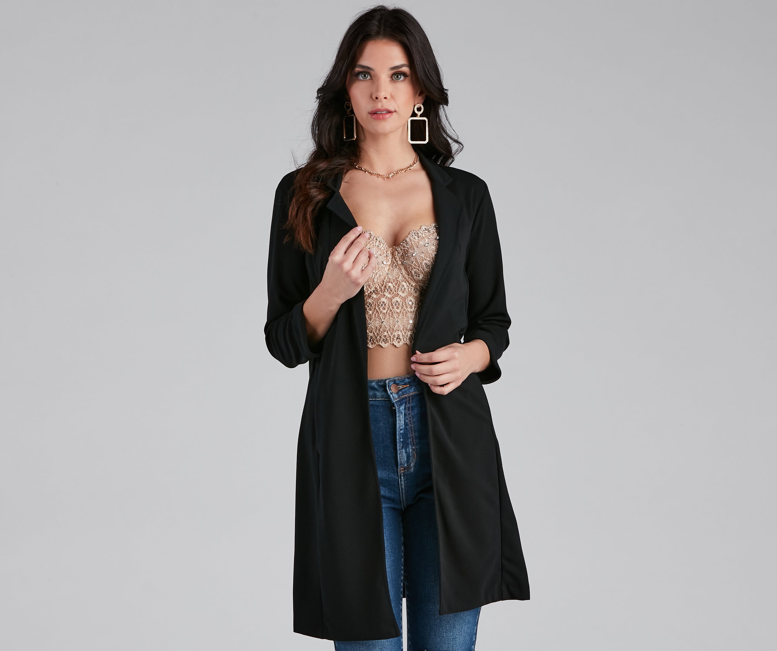 Boss Moves Crepe Long Line Blazer