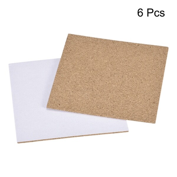 100x100x2mm Square Coasters Cork Cup Mat Pad Adhesive Backed 6pcs - Wood