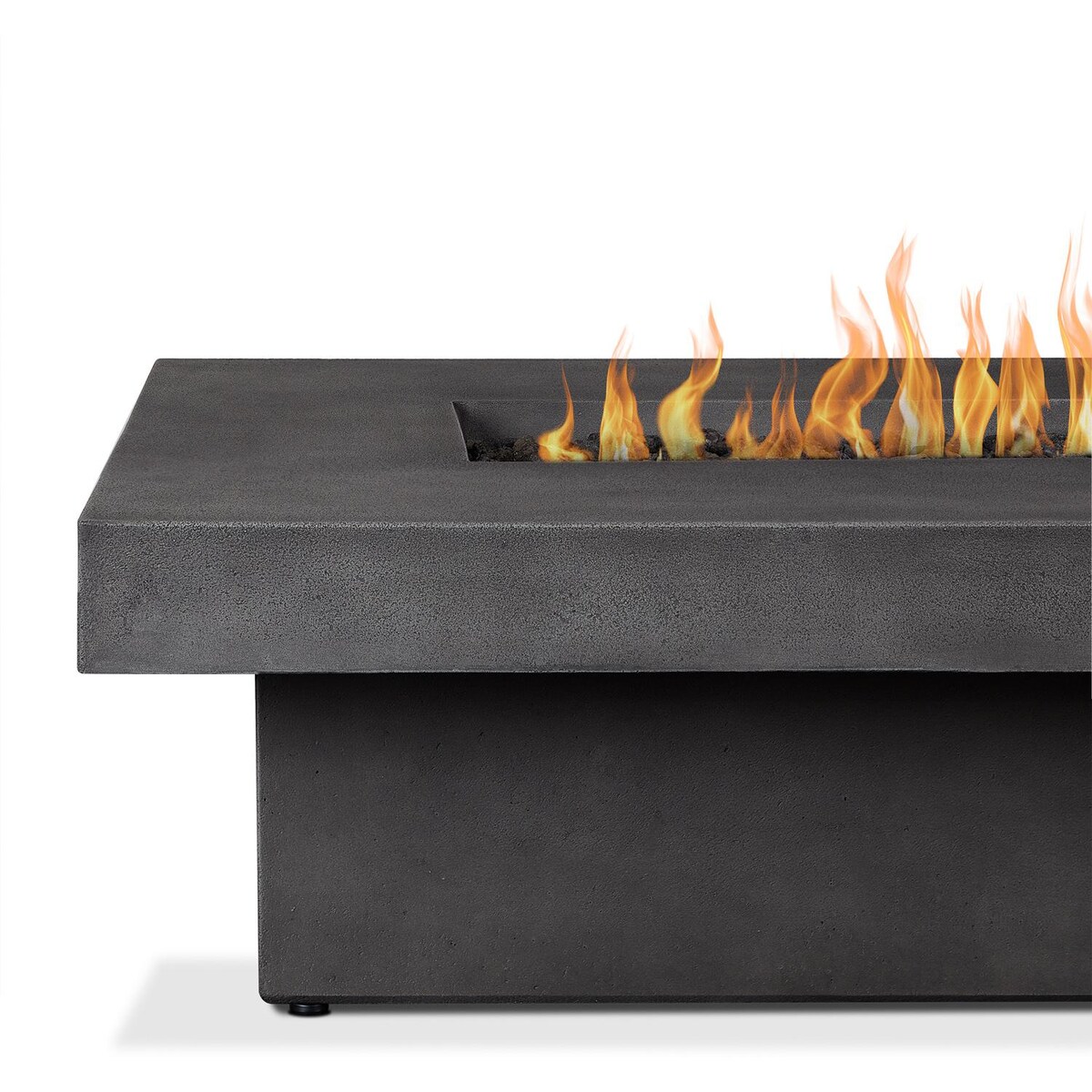 Signature Geneva 60 Inch Rectangle Concrete Propane Fire Pit Table With Hidden Tank in Smoke