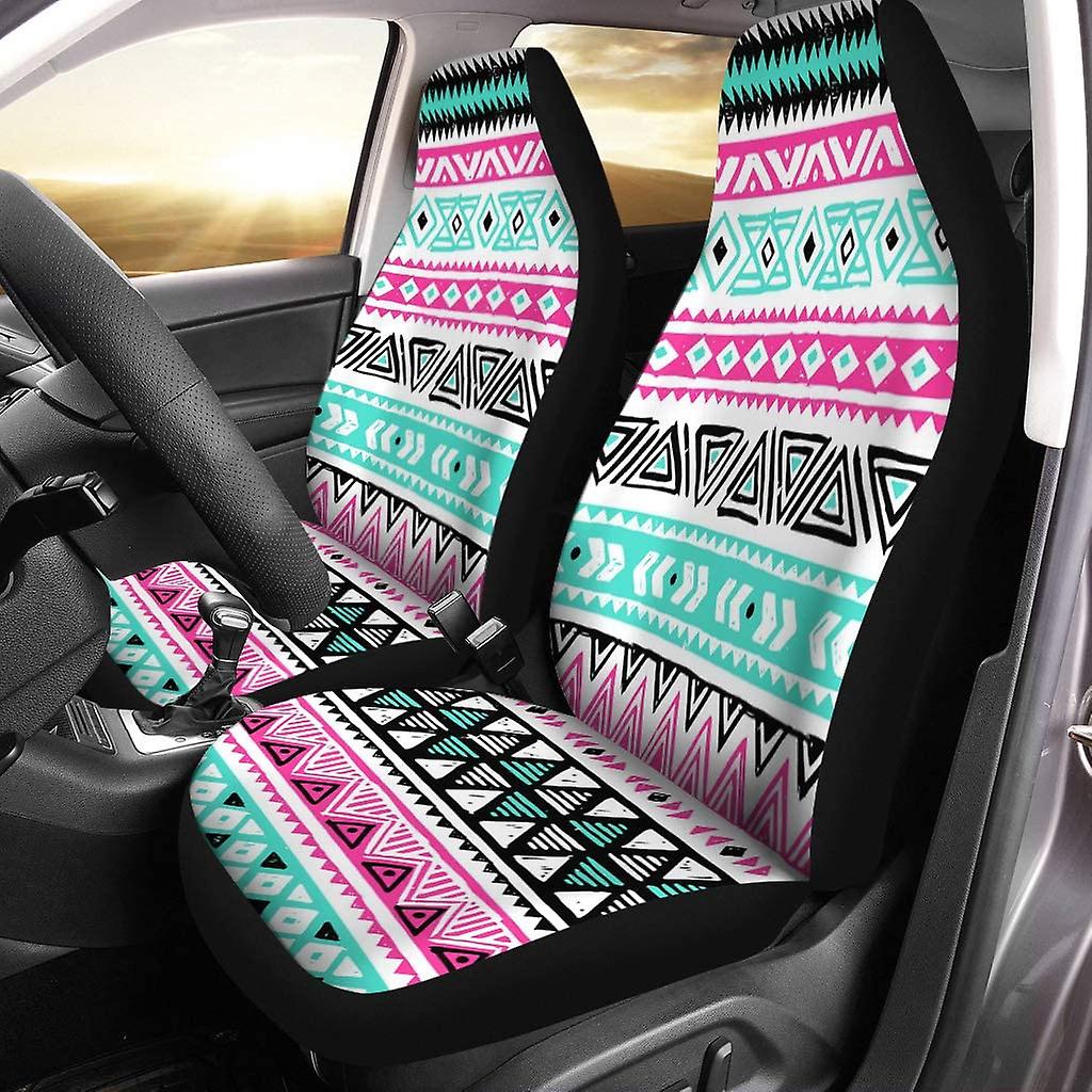 Set Of 2 Car Seat Covers Aztec Geometric Universal Auto Front Seats Protector Fits For Car，suv Sedan，truck D---44362