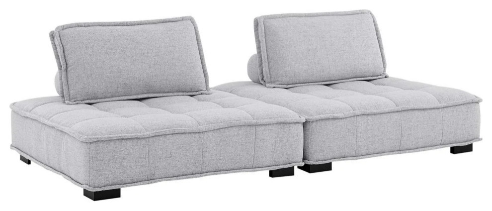 Nan Light Gray Tufted Fabric Fabric 2  Piece Loveseat   Transitional   Loveseats   by V.S.D Furniture  Houzz