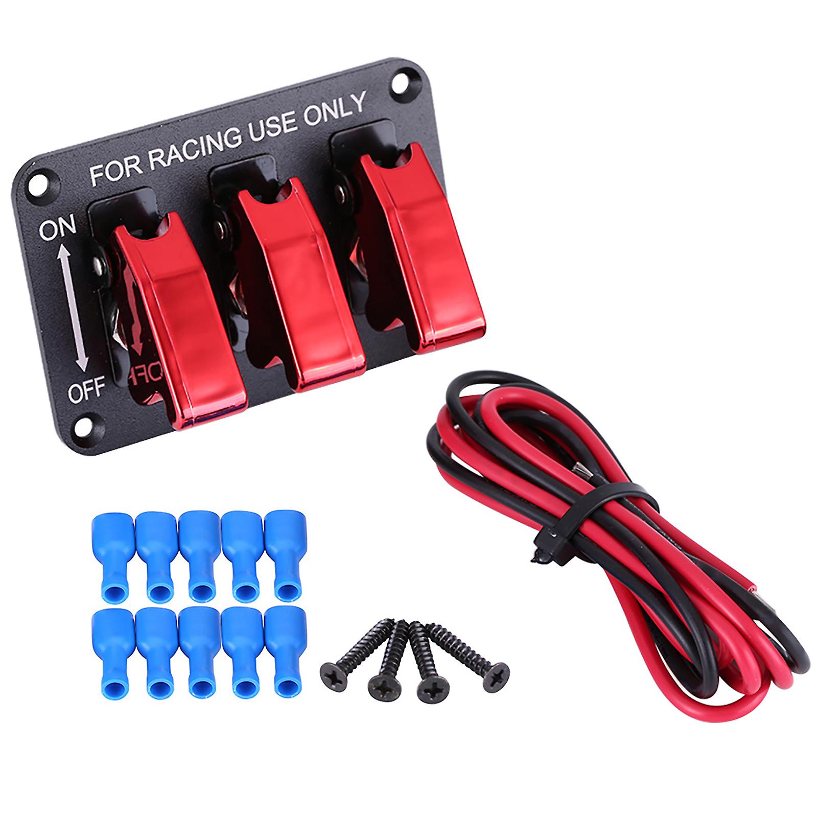 12v 3 Group Toggle Switch Panel For Racing Car Red