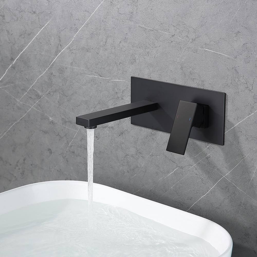 Fapully Modern Single Handle Wall Mount Bathroom Faucet in Matte Black FN-0020B