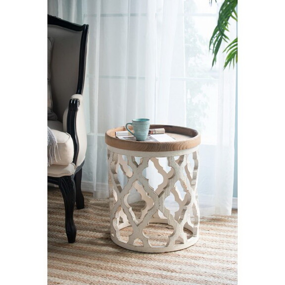 23 Large Distressed White Side Table