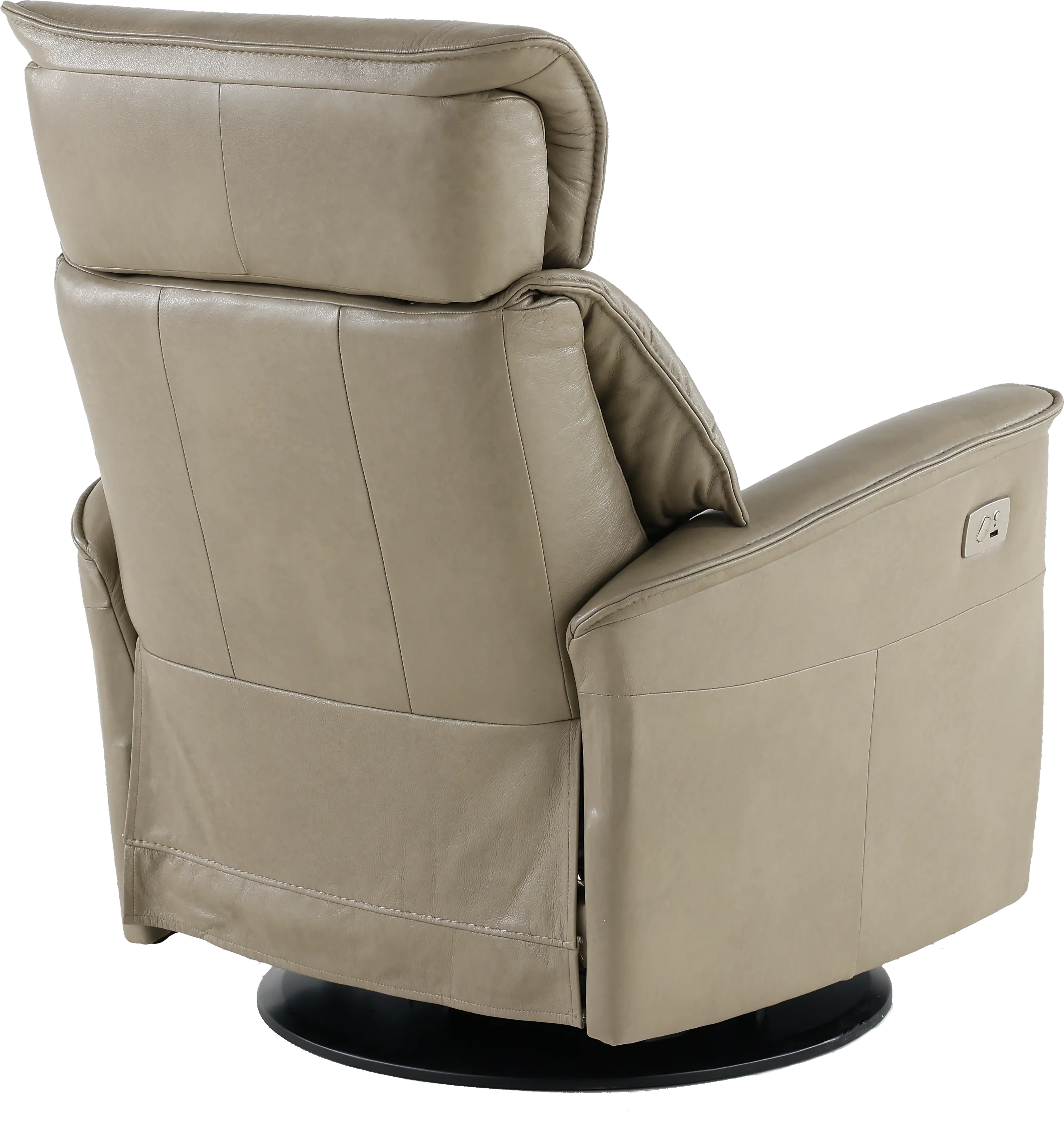 Captain Dove Beige Large Leather Swivel Glider Power Recliner