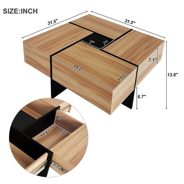 Coffee Table with 4 Hidden Storage Compartments