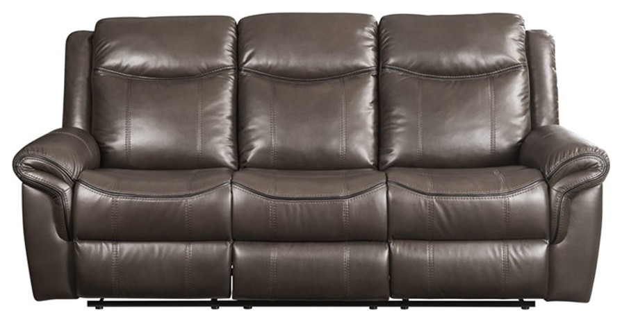 ACME Lydia Motion Sofa with USB Port in Brown Leather Aire   Contemporary   Sofas   by Homesquare  Houzz