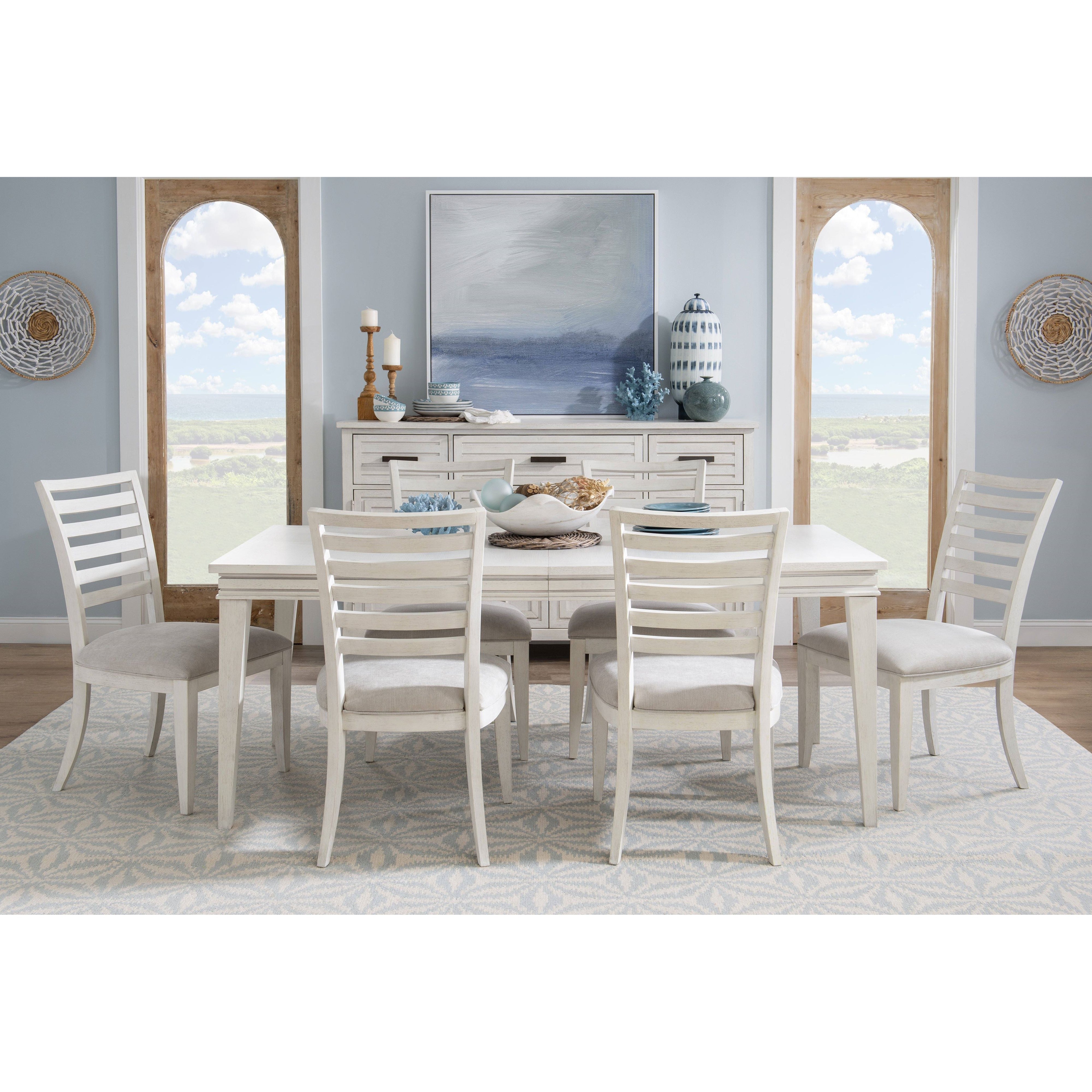 Coastal White Dining Set 7-Pc Extendable (74-92)