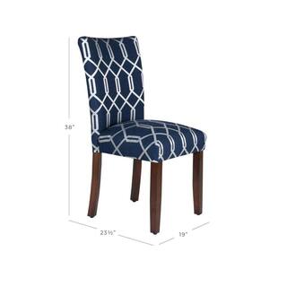 Homepop Parsons Navy Blue and Cream Lattice Upholstered Dining Chair (Set of 2) K6805-F2062