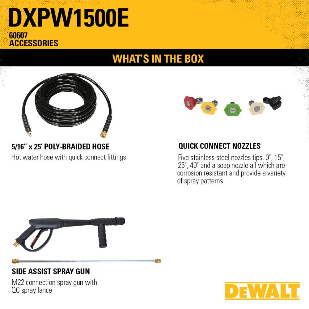 DEWALT DXPW1500E 1500 PSI at 2.0 GPM Cold Water Residential Electric Pressure Washer DXPW1500E from DEWALT