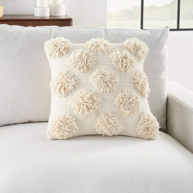 Life Styles Tufted Pom Poms Square Throw Pillow Mina Victory