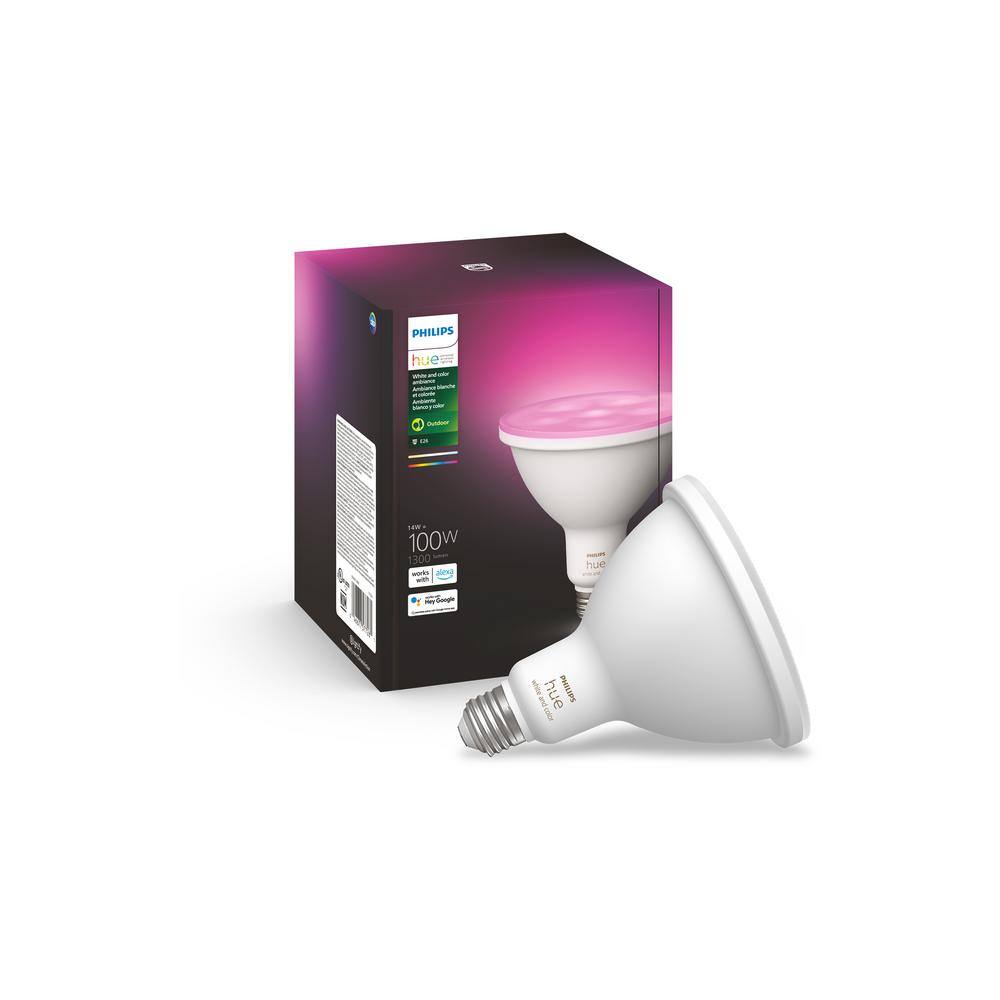 Philips Hue 100-Watt Equivalent PAR38 Smart Waterproof Color Changing Light Bulb (1-Pack) 577262