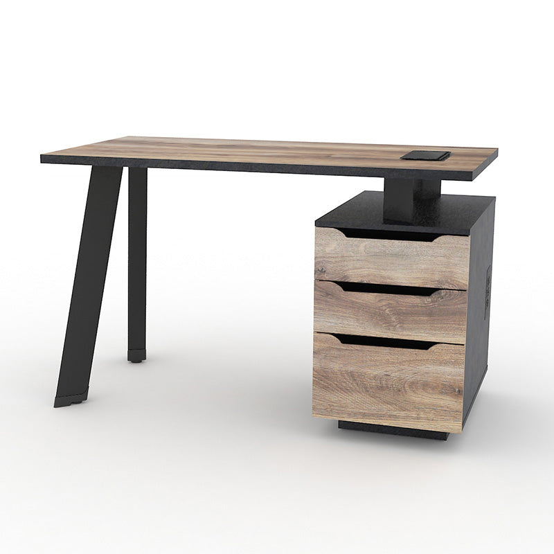 ARTO Single Workstation Desk with Right Cabinet 1.2M - Warm Oak & Black